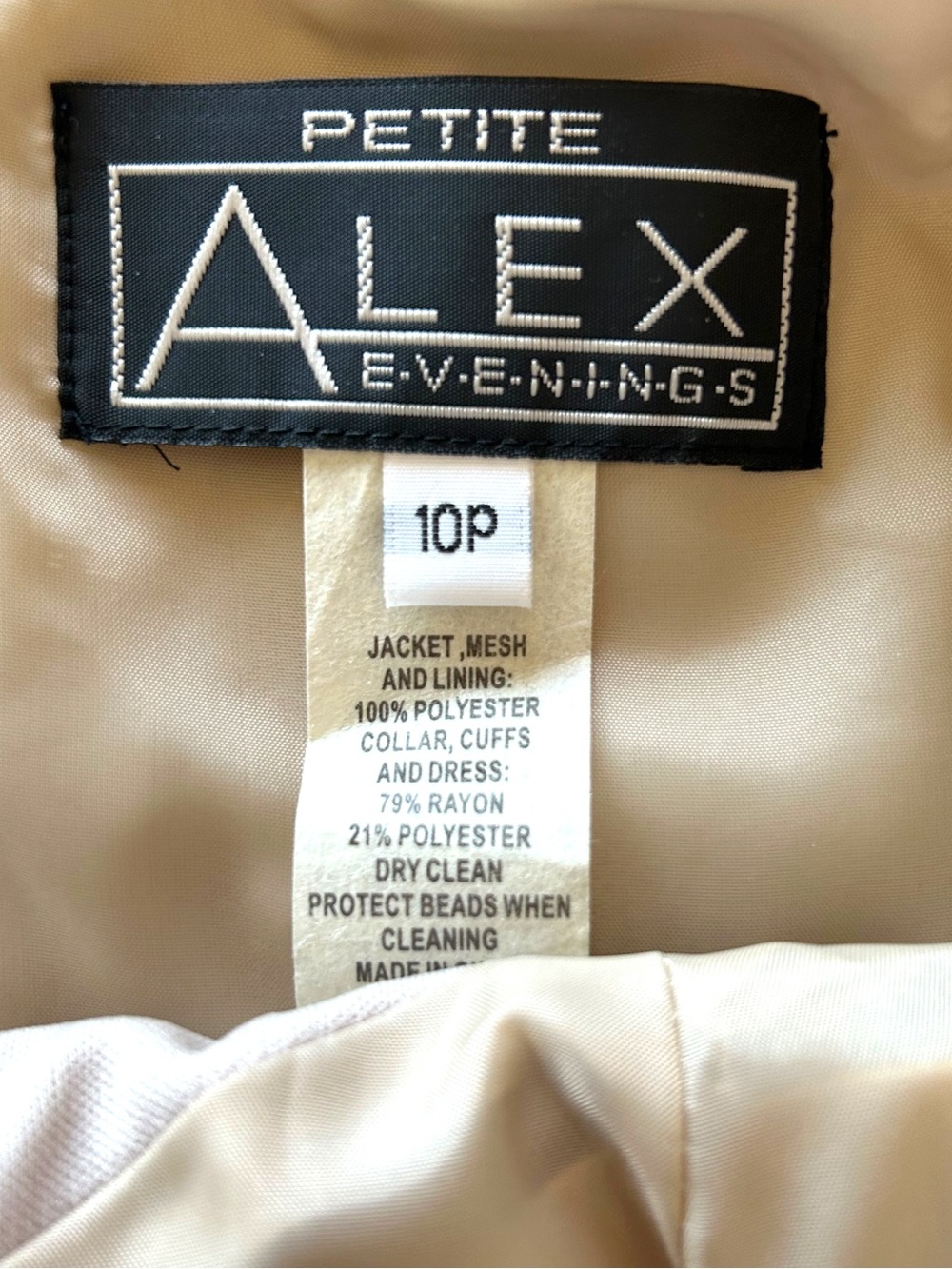 Alex Evenings Beaded Tiered Maxi Gown & Sheer Bolero Jacket Champagne 10P - Picture 13 of 15